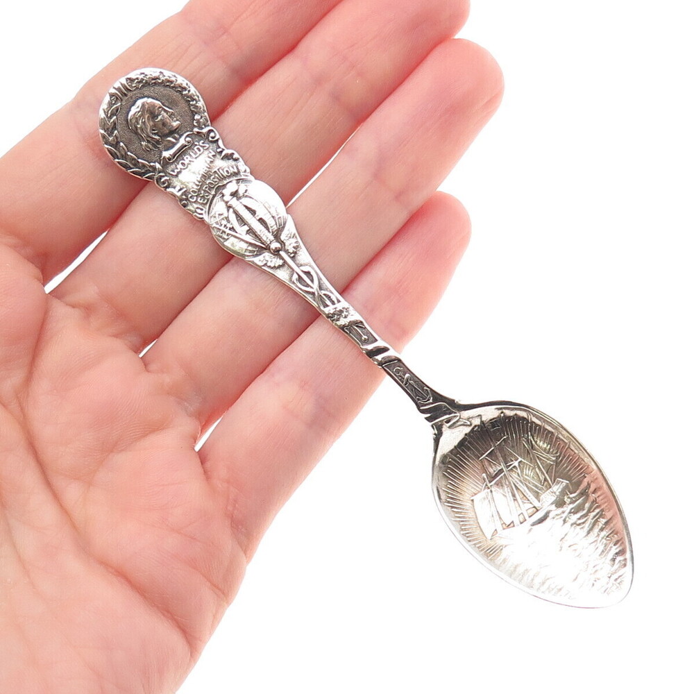 Alvin 925 Sterling Silver Antique 1893 World's Columbian Exposition Coffee Spoon